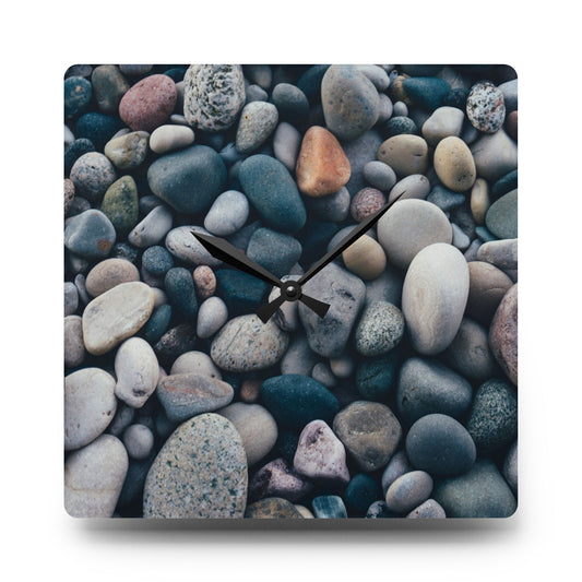 Acrylic Wall Clock - Pebbles Pattern Printed Design - PipsSuperGoods
