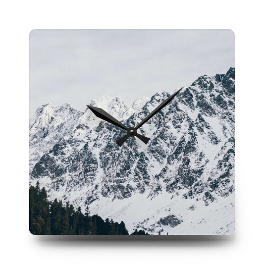 Acrylic Wall Clock - Mountains and Trees Pattern Printed Design - PipsSuperGoods