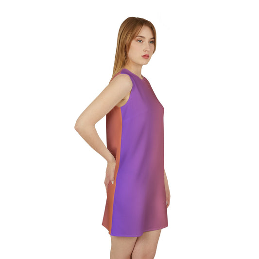 Orange & Purple Pattern Design A-line Sleeveless The Dress (AOP) - PipsSuperGoods