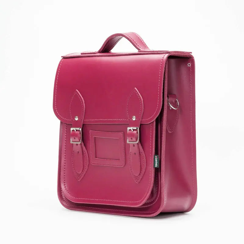 Handmade Leather City Backpack - Magenta - PipsSuperGoods