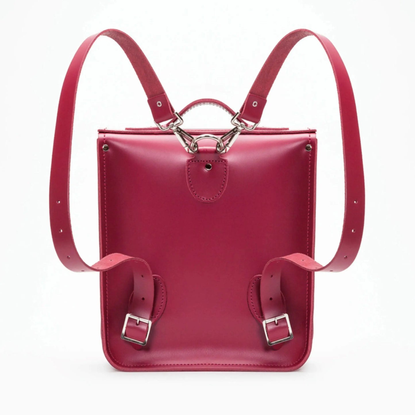 Handmade Leather City Backpack - Magenta - PipsSuperGoods