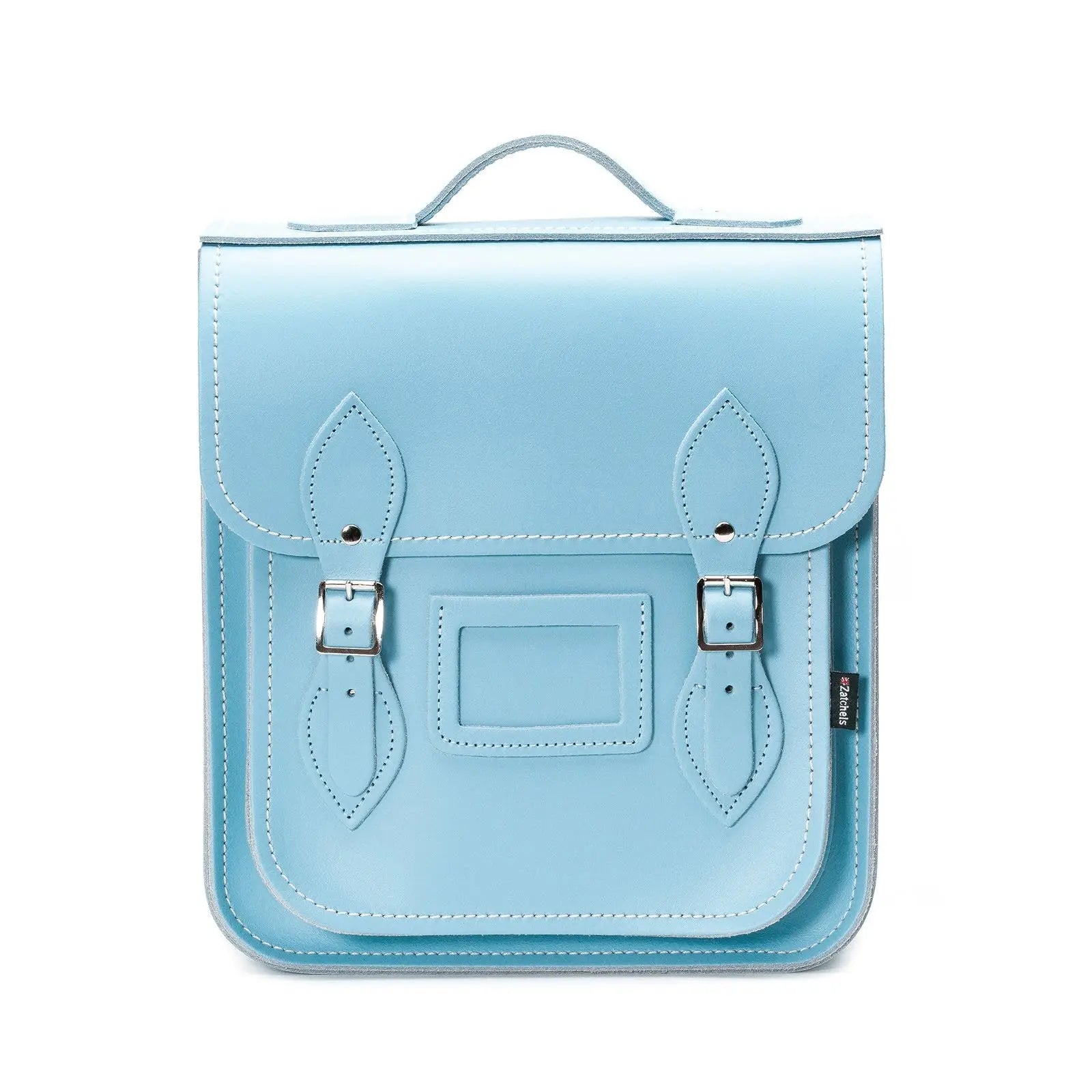 Handmade Leather City Backpack - Pastel Baby Blue - PipsSuperGoods