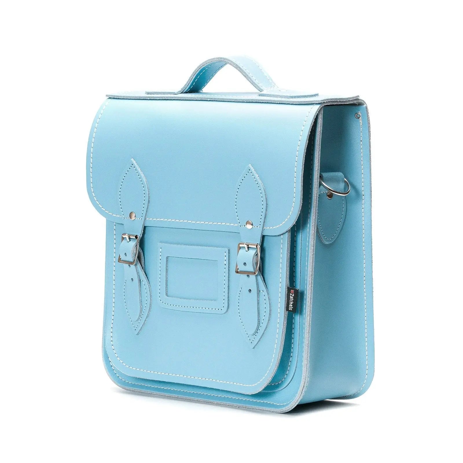 Handmade Leather City Backpack - Pastel Baby Blue - PipsSuperGoods