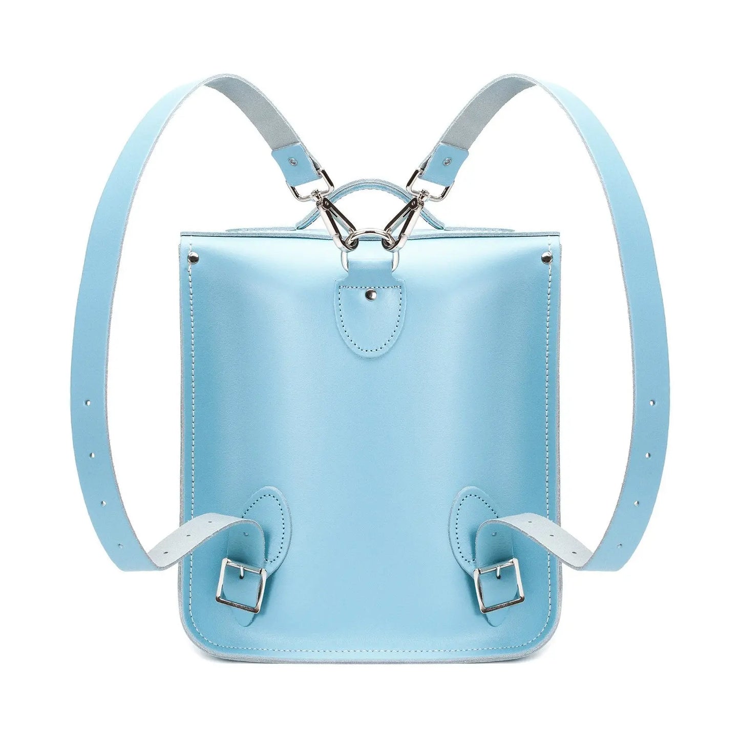 Handmade Leather City Backpack - Pastel Baby Blue - PipsSuperGoods