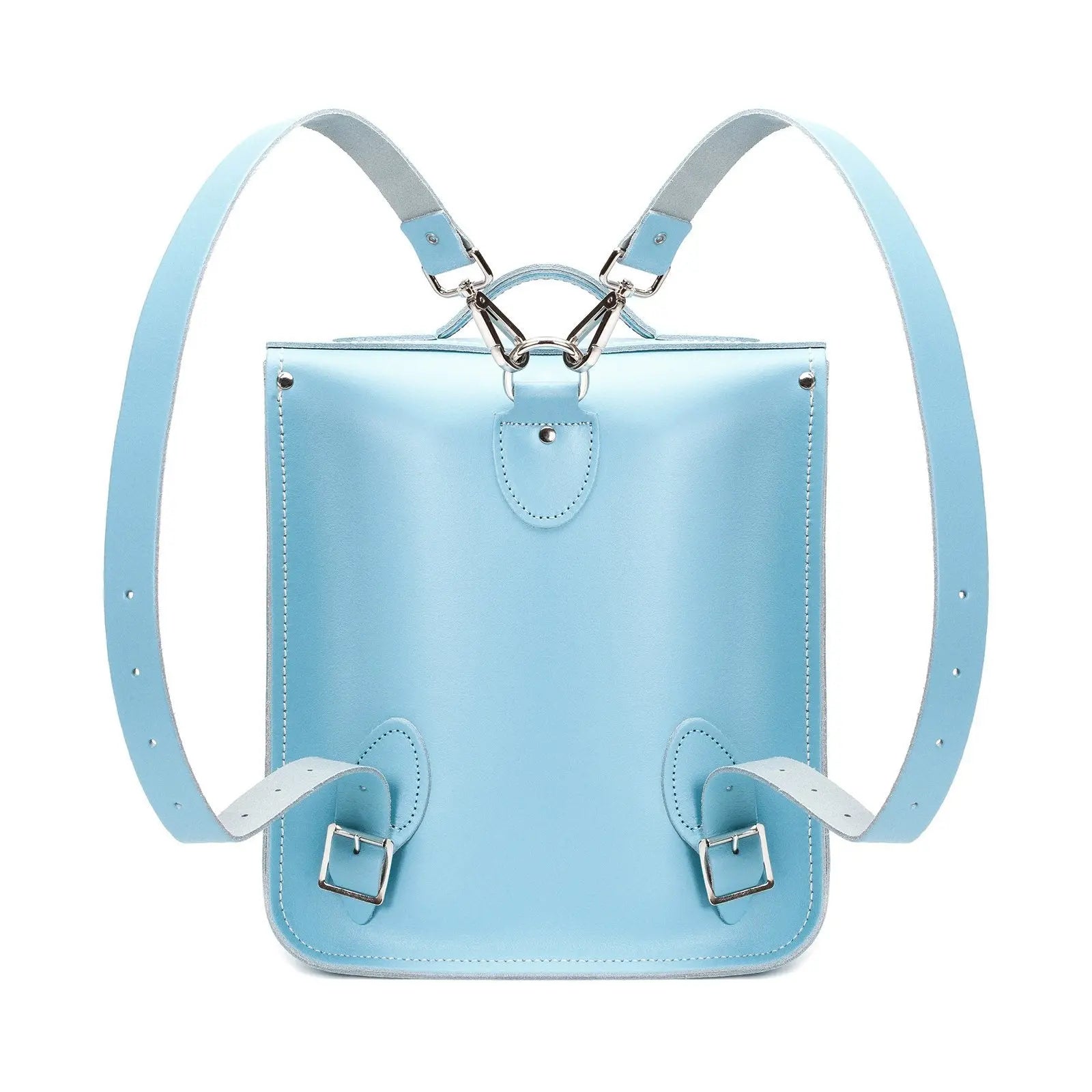 Handmade Leather City Backpack - Pastel Baby Blue - PipsSuperGoods