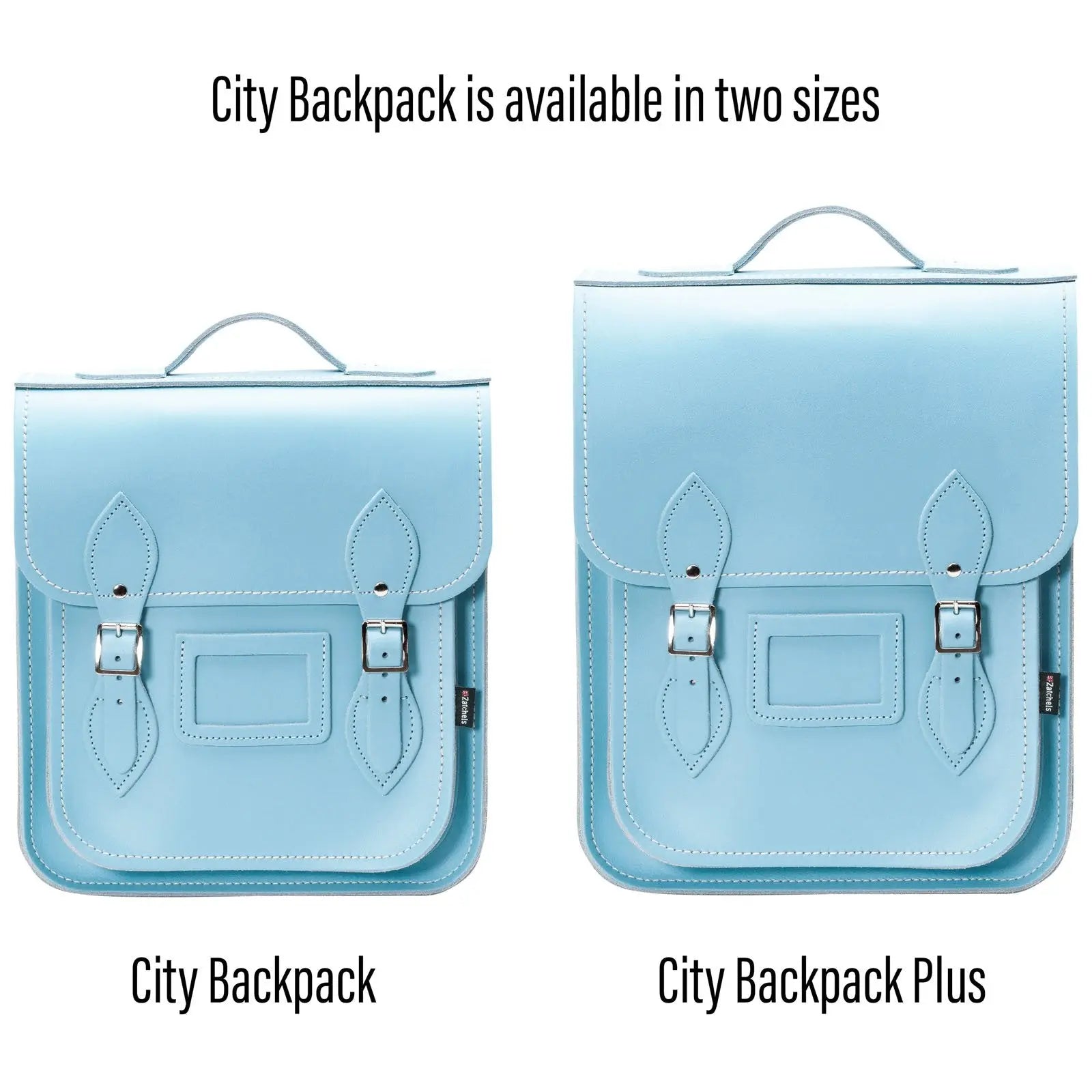 Handmade Leather City Backpack - Pastel Baby Blue - PipsSuperGoods