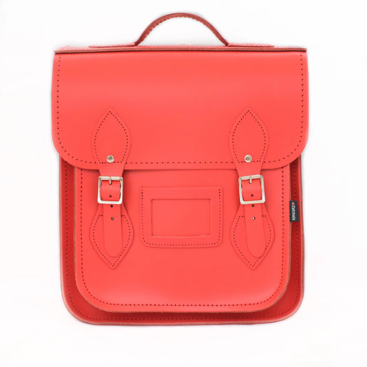 Handmade Leather City Backpack - Pillar Box Red - PipsSuperGoods